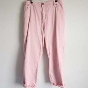 KUT Cut from the Kloth Amy Crop Straight Leg Roll Up Hem Pink Stretch Pa…